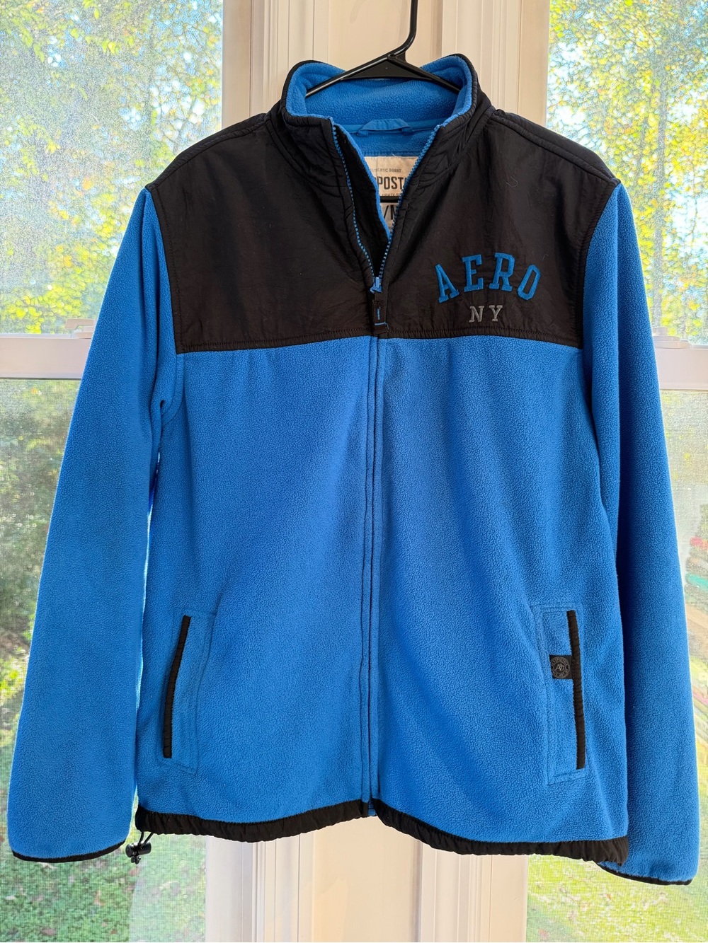 Aeropostale Men’s Blue Fleece Jacket with Black Yoke